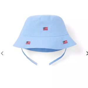 Janie and Jack Embroidered American Flag Heather Blue Bucket Sun Hat